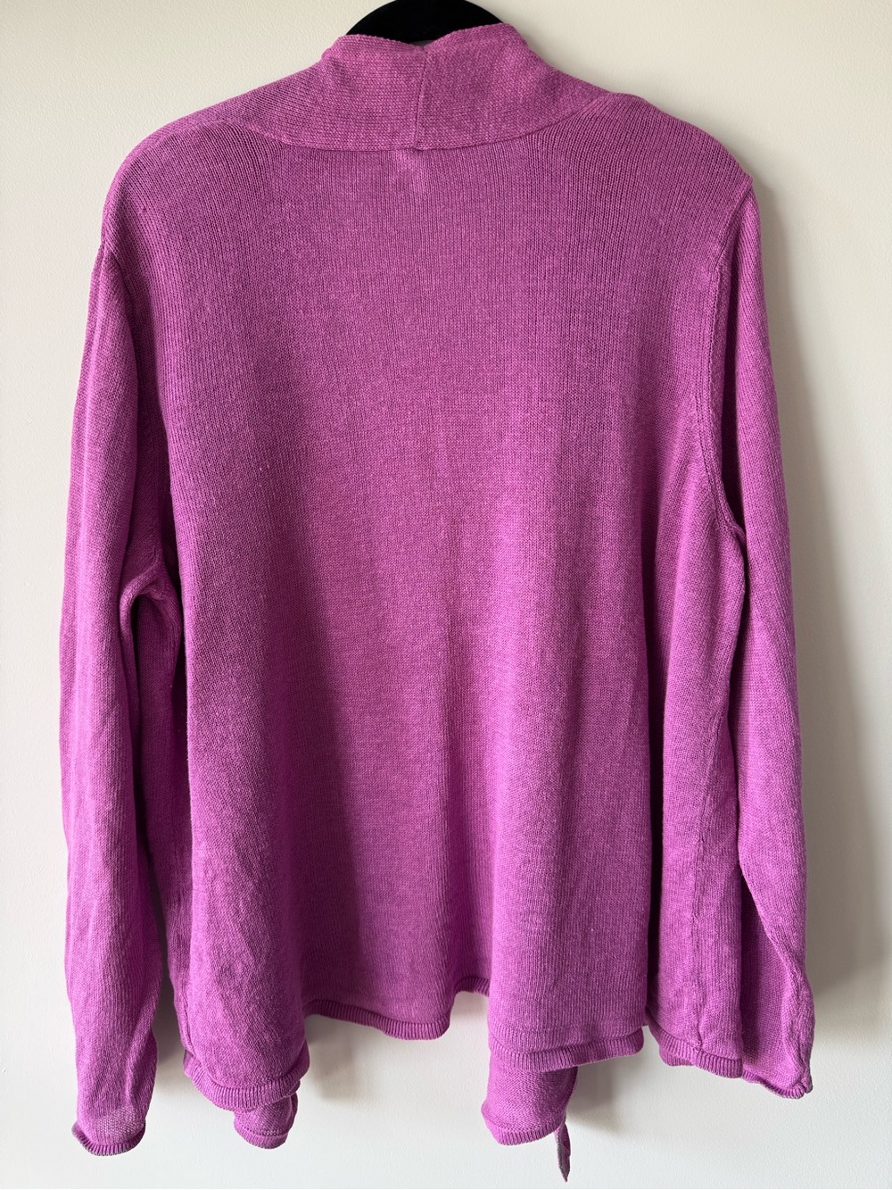 Eileen Fisher Open-Front Linen Knit Cardigan in Vibrant Magenta - Picture 5 of 11